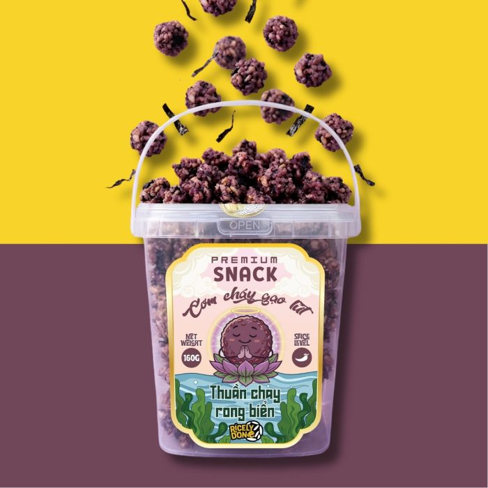 Premium Snack cơm cháy gạo lứt - Thuần chay rong biển (160g)