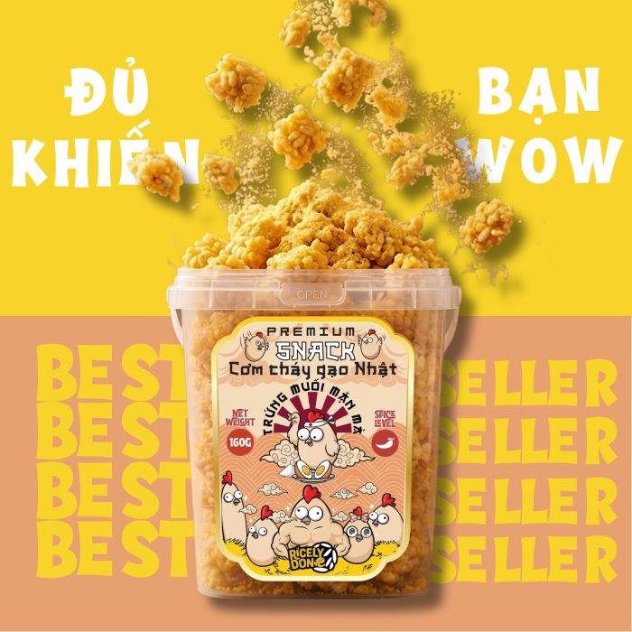 Premium Snack cơm cháy gạo Nhật - Trứng muối mặn mà (160g)
